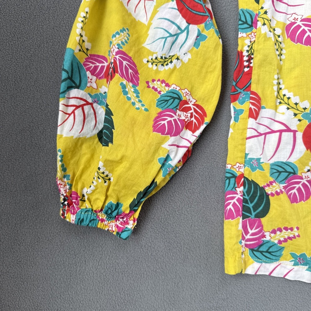 Boden Popover Top Floral Long Sleeve Leaves‎ Blouse UK 10 Sz US 6 Yellow - Picture 5 of 10